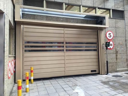 Zwarte walnoot fineer afgewerkt aluminium legering High Speed Security Warehouse Garage Door